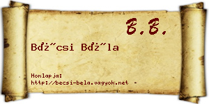 Bécsi Béla névjegykártya